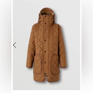 BURBERRY CHECK PANEL DIAMOND QUILTED COTTON GABARDINE COAT